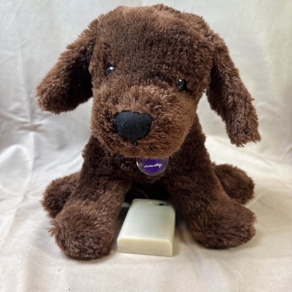 Nintendogs Brown Labrador Retreiver Puppy Dog‎ Stuffed Plush Purple Collar 14"